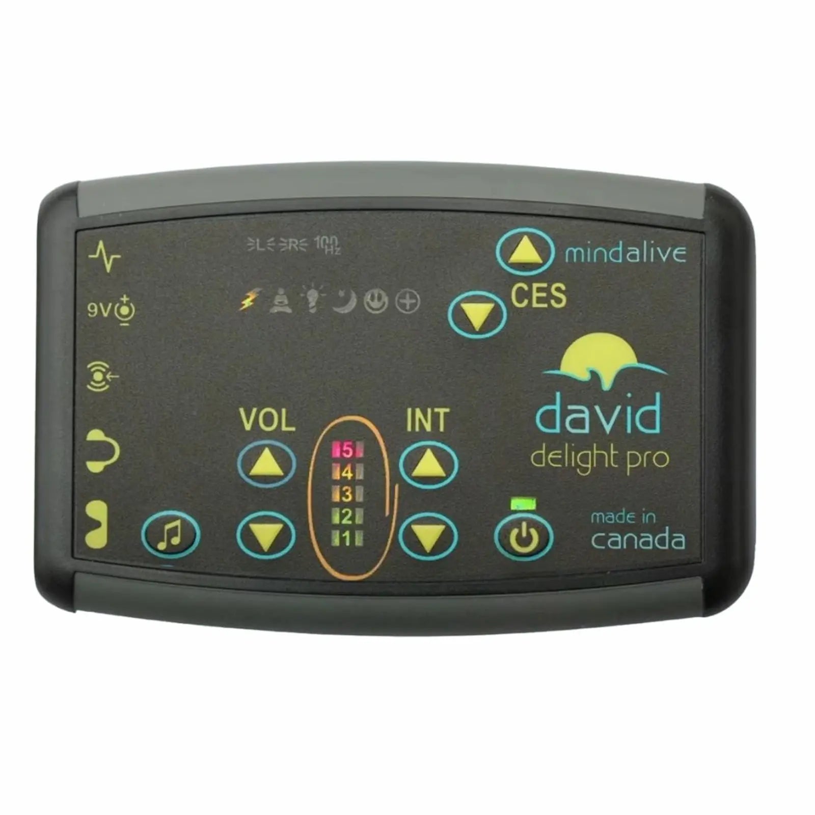 Front view of the DAVID Delight Pro device showing its control panel and buttons.